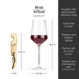 Crystal Wine Glasses & Corkscrew Gift Box Set - 39 North CO