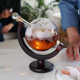 Globe Themed Decanter & Tumblers Set w/Wood Base - 39 North CO