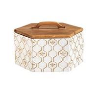 Hexagon Shaped White Honeycomb Metal Storage Container - 39 North CO