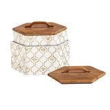 Hexagon Shaped White Honeycomb Metal Storage Container - 39 North CO