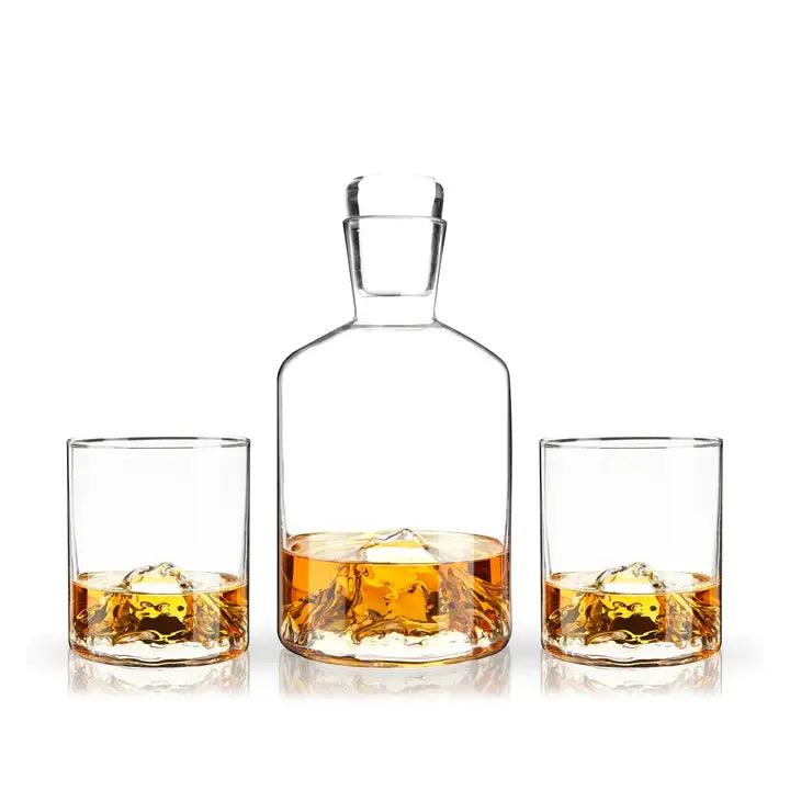 Mountain Themed Crystal Decanter & Tumblers Set - 39 North CO