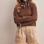 Contrast Trim Bouclé Sweater in Mocha – 6