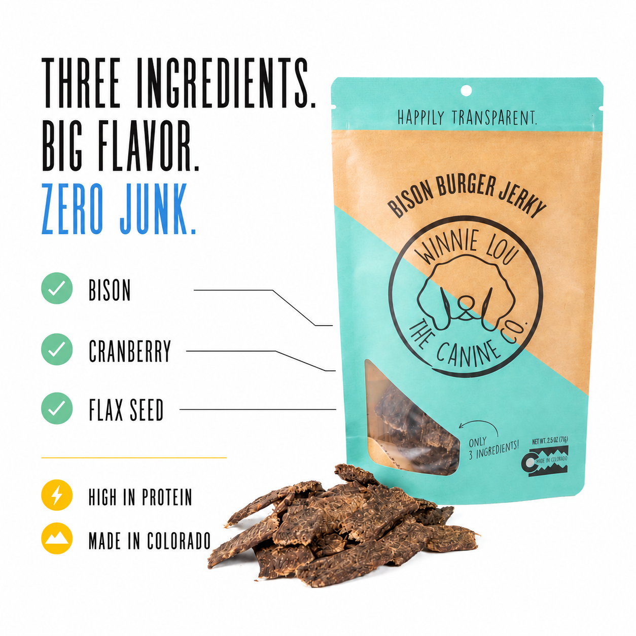 Winnie Lou Bison Burger Jerky - three ingredients, big flavor, zero junk