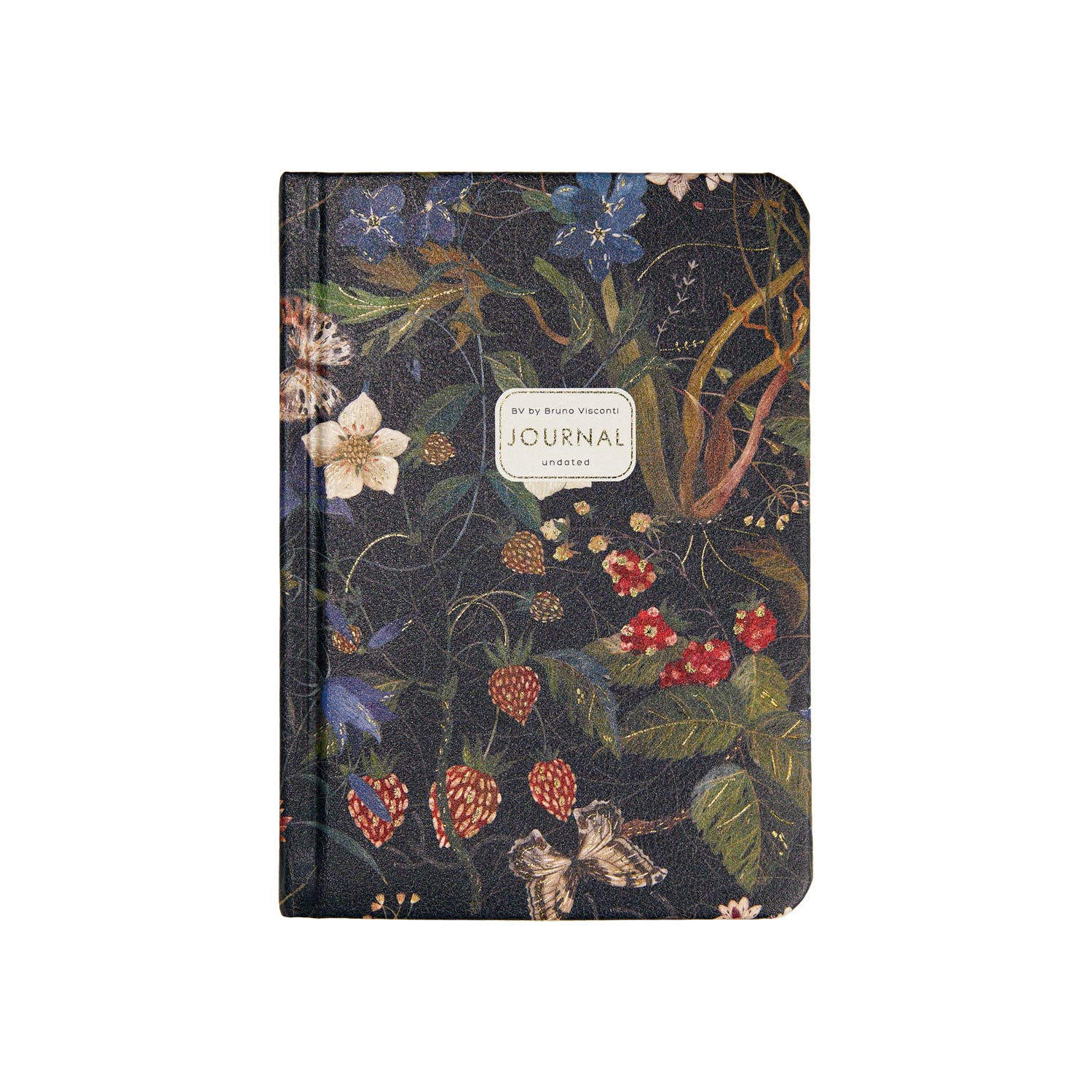 A6 vegan leather daily planner with a Forest Flowers cover and gilded page edges, front cover