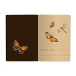 A5 soft-touch notebook with a butterfly and peony cover design, detail view