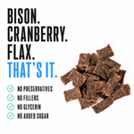Winnie Lou Bison Burger Jerky - bison, cranberry, flax, that's it