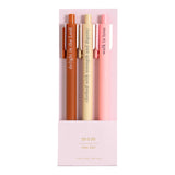 Mom Bible study pen set, three gel pens in pink, gold and rust