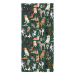 Furry Friends dogs green cotton kitchen towel, view 3 of 3