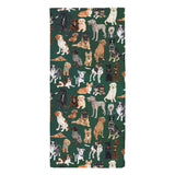 Furry Friends dogs green cotton kitchen towel, view 3 of 3