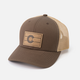 Colorado Flag Hat | Leather Patch Trucker Hat