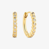 Multicolor Zirconia Huggie Earrings | Sterling Silver or Gold Plated Hoops