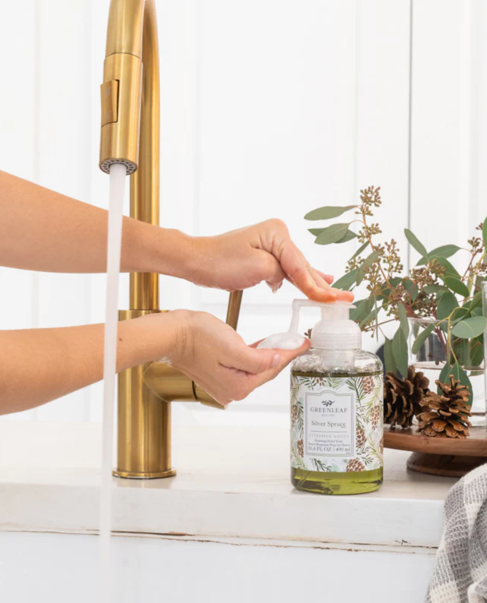 Greenleaf Silver Spruce foaming hand soap, 16.6 oz pump bottle