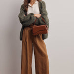 Chunky Soft-Touch Knit Cardigan in Olive – 12