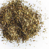 Royal Treatmint mint and lavender tea brewed in a clear glass mug
