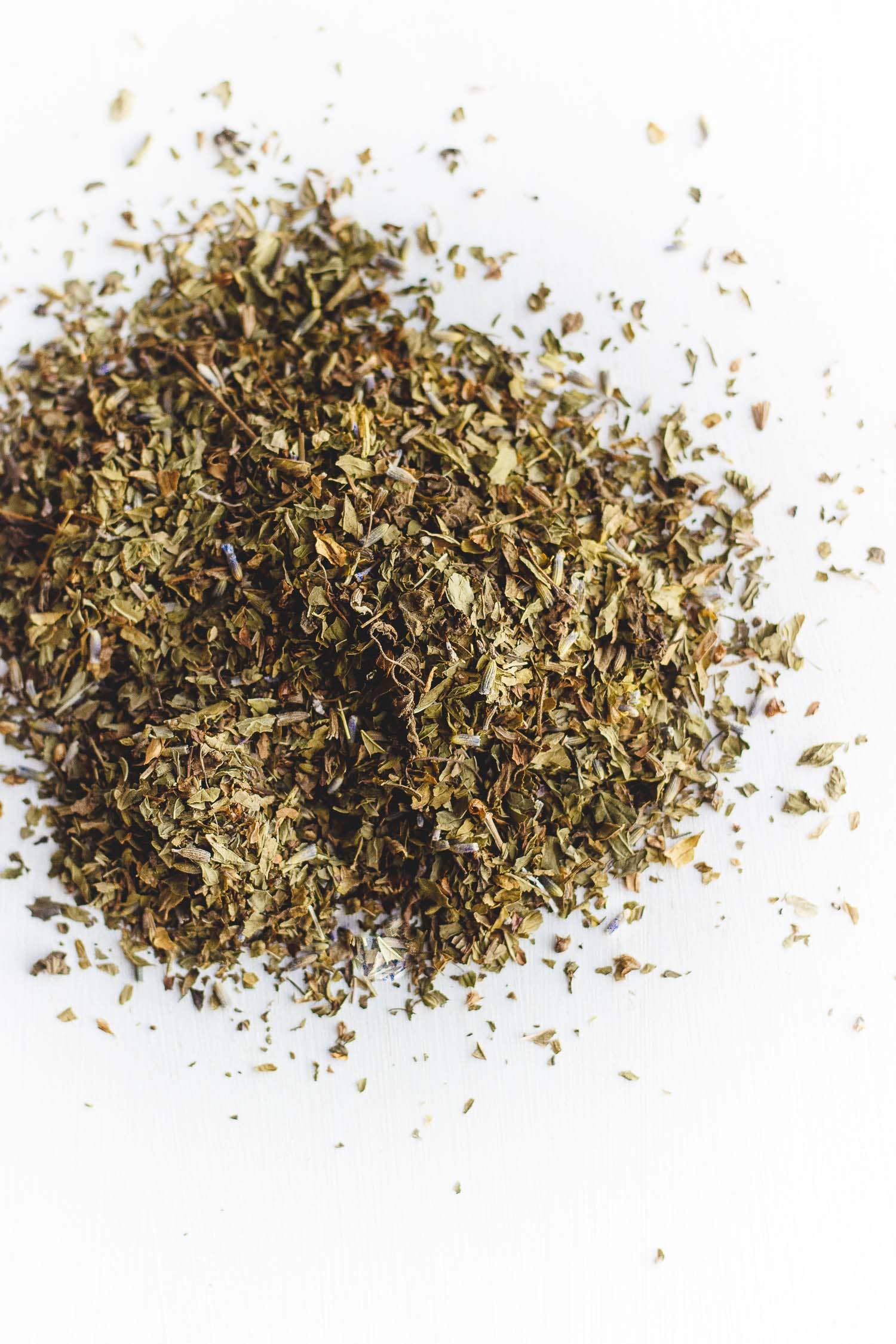 Royal Treatmint mint and lavender tea brewed in a clear glass mug