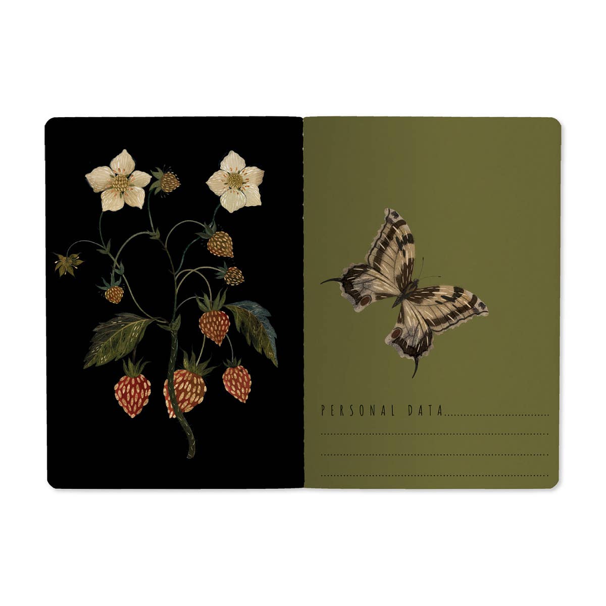 A6 passport-size pocket notebook with a Forest Flowers cover, detail view