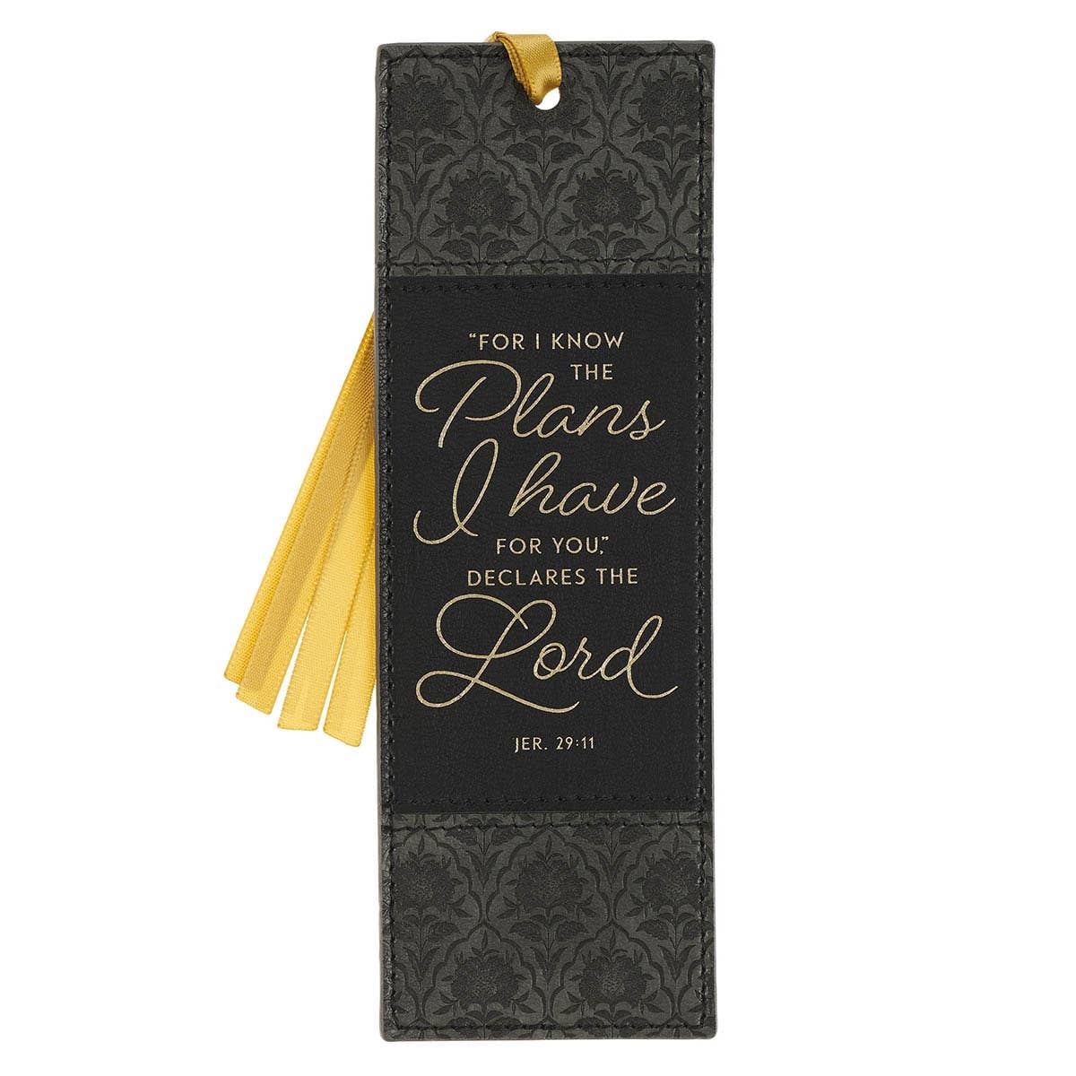 I Know the Plans charcoal and black faux leather bookmark with Jeremiah 29:11