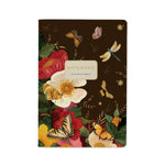 A5 soft-touch notebook with a butterfly and peony cover design, front cover