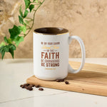 Stand Firm ceramic mug shown with its kraft gift box