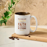 Stand Firm ceramic mug shown with its kraft gift box