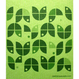 Swedish Dishcloth Geo Flowers Green on Green