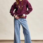Women's Embroidered Dot Sweater in Plum – 13