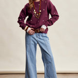 Women's Embroidered Dot Sweater in Plum – 13