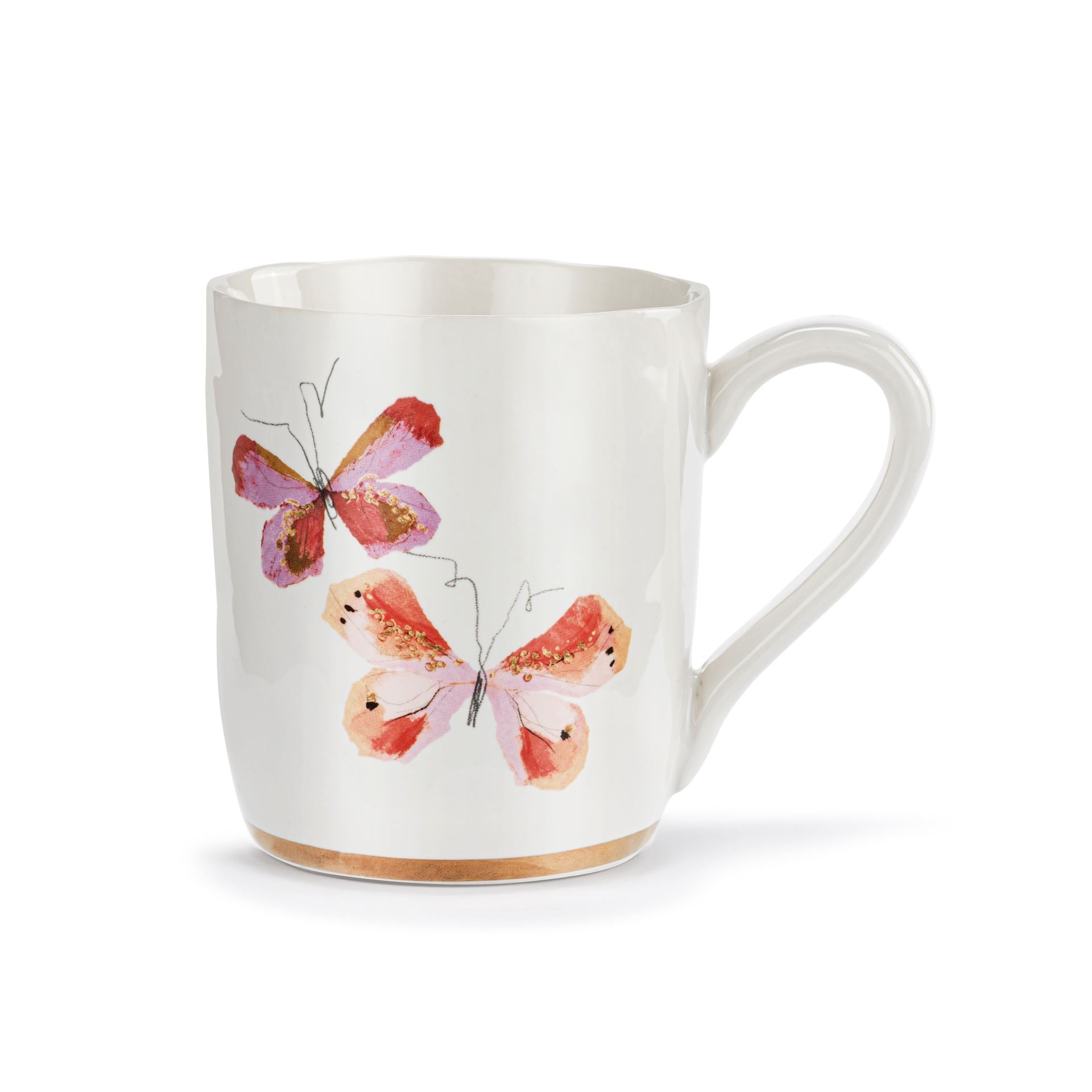 Pink Duo Butterfly Mug with Gold Trim