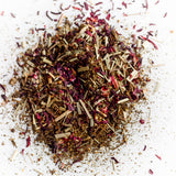 Blushing tea box shown from the back with ingredient list