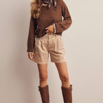 Contrast Trim Bouclé Sweater in Mocha – 13