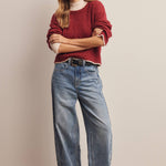 Contrast Trim Bouclé Sweater in Wine – 8