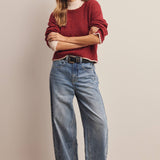 Contrast Trim Bouclé Sweater in Wine – 8