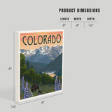 Colorado Bear and Spring Flowers Ceramic Coaster