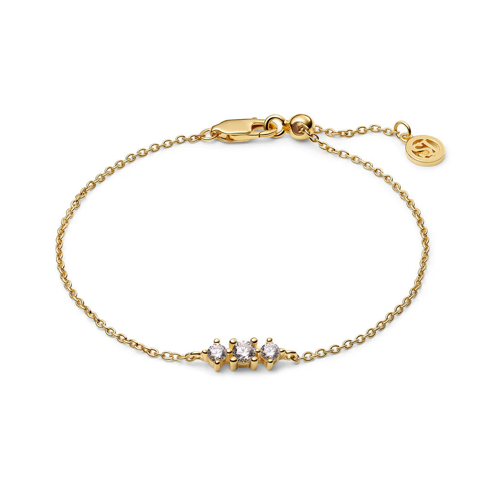 Three Stone Zirconia Bracelet – Sterling Silver or 18k Gold Plated | Dainty Adjustable Chain