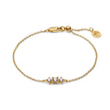 Three Stone Zirconia Bracelet – Sterling Silver or 18k Gold Plated | Dainty Adjustable Chain