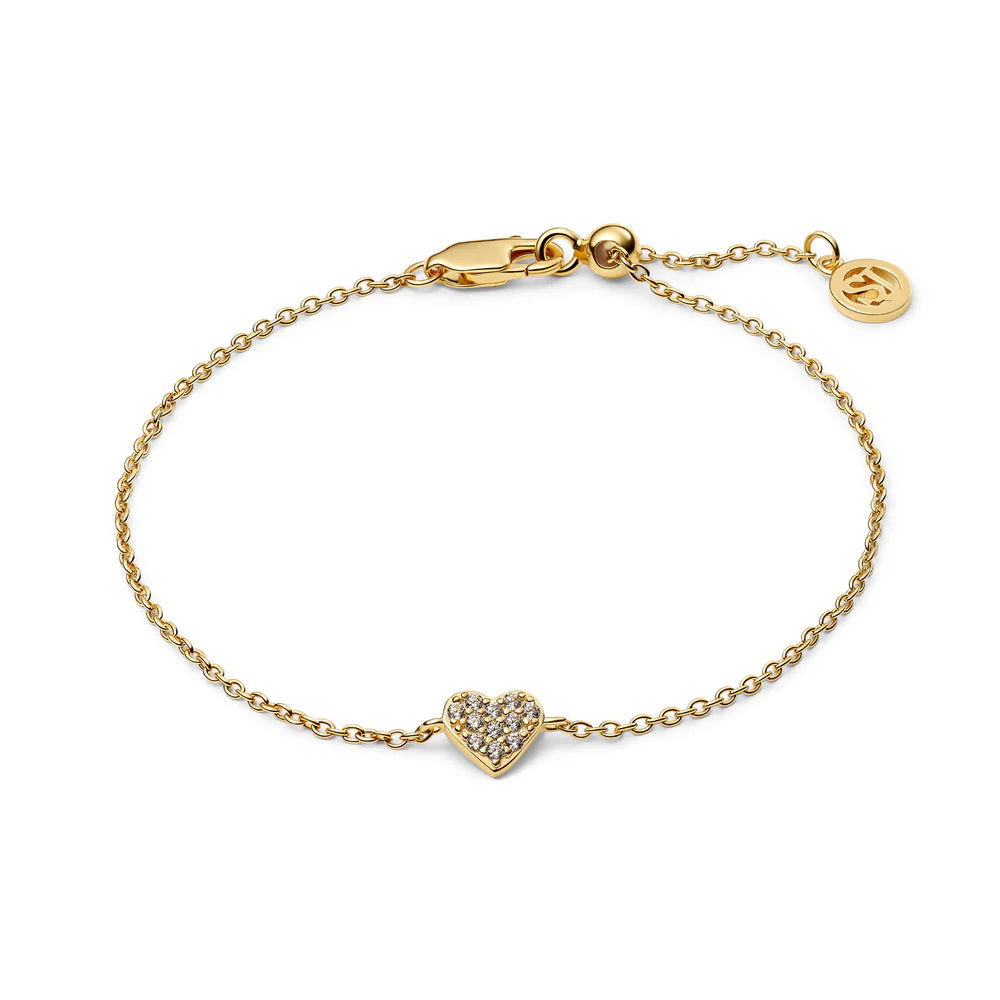 Heart Zirconia Bracelet in Sterling Silver or 18k Gold Plated | Delicate Adjustable Bracelet