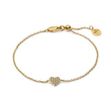 Heart Zirconia Bracelet in Sterling Silver or 18k Gold Plated | Delicate Adjustable Bracelet