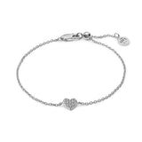 Heart Zirconia Bracelet in Sterling Silver or 18k Gold Plated | Delicate Adjustable Bracelet