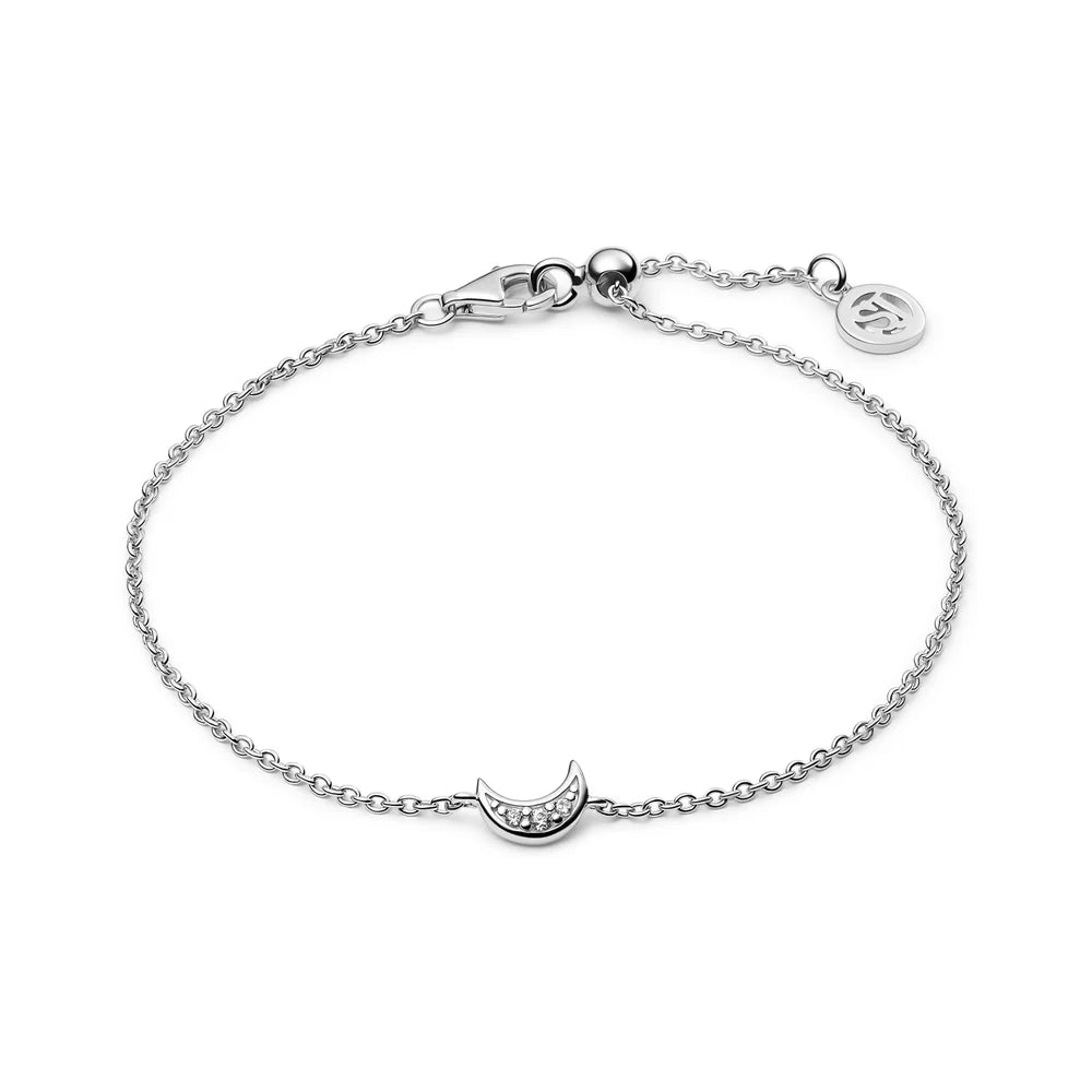 Crescent Moon Bracelet – Sterling Silver or 18k Gold Plated | Dainty Zirconia Jewelry