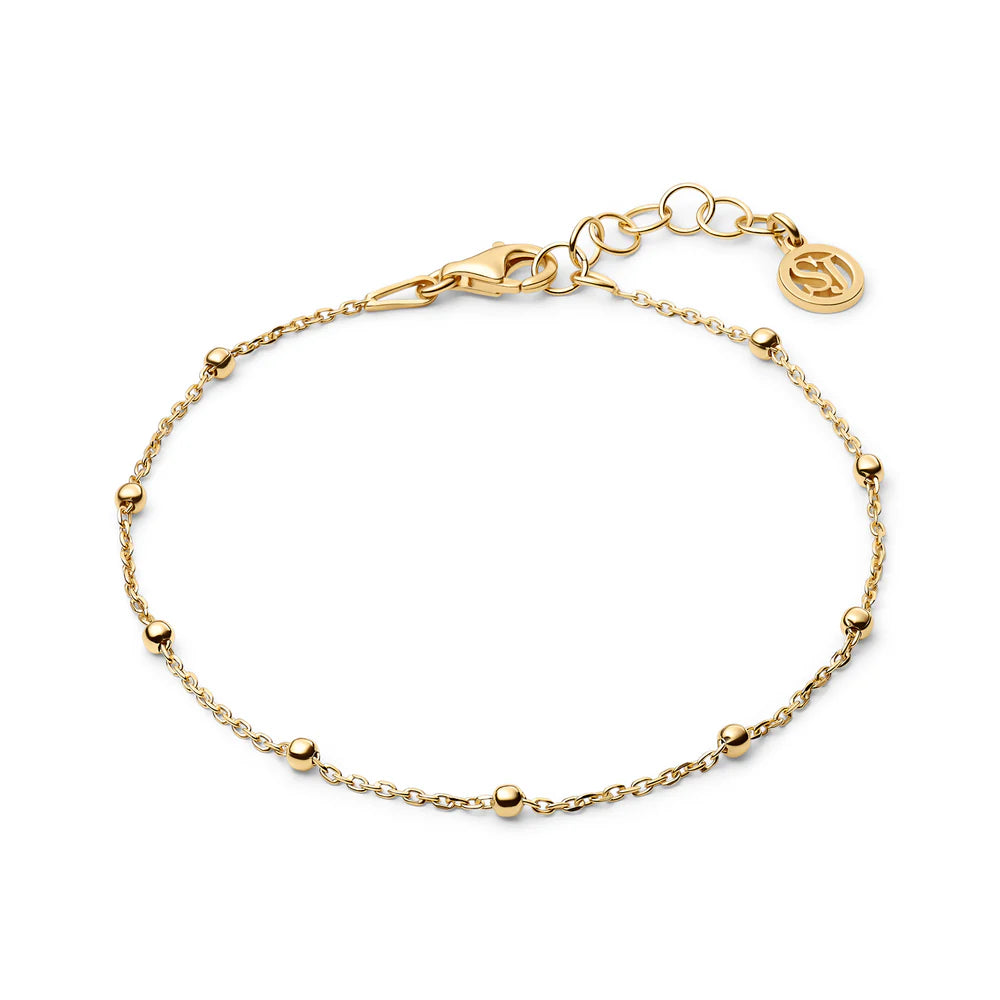 Beaded Station Bracelet – 18k Gold Plated or Sterling Silver