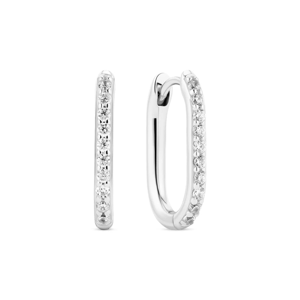 Slim Zirconia Huggie Hoop Earrings | Sterling Silver or Gold