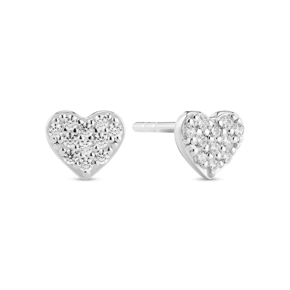 Heart Zirconia Stud Earrings – Sterling Silver or 18k Gold Plated | Sparkling Petite Hearts