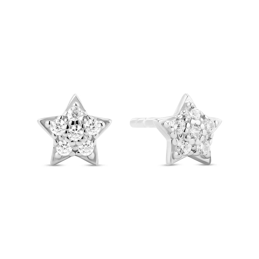 Star Stud Earrings | Sterling Silver or 18k Gold Plated | Zirconia Sparkle