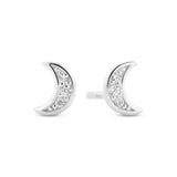 Crescent Moon Stud Earrings – Sterling Silver or 18k Gold Plated | Zirconia