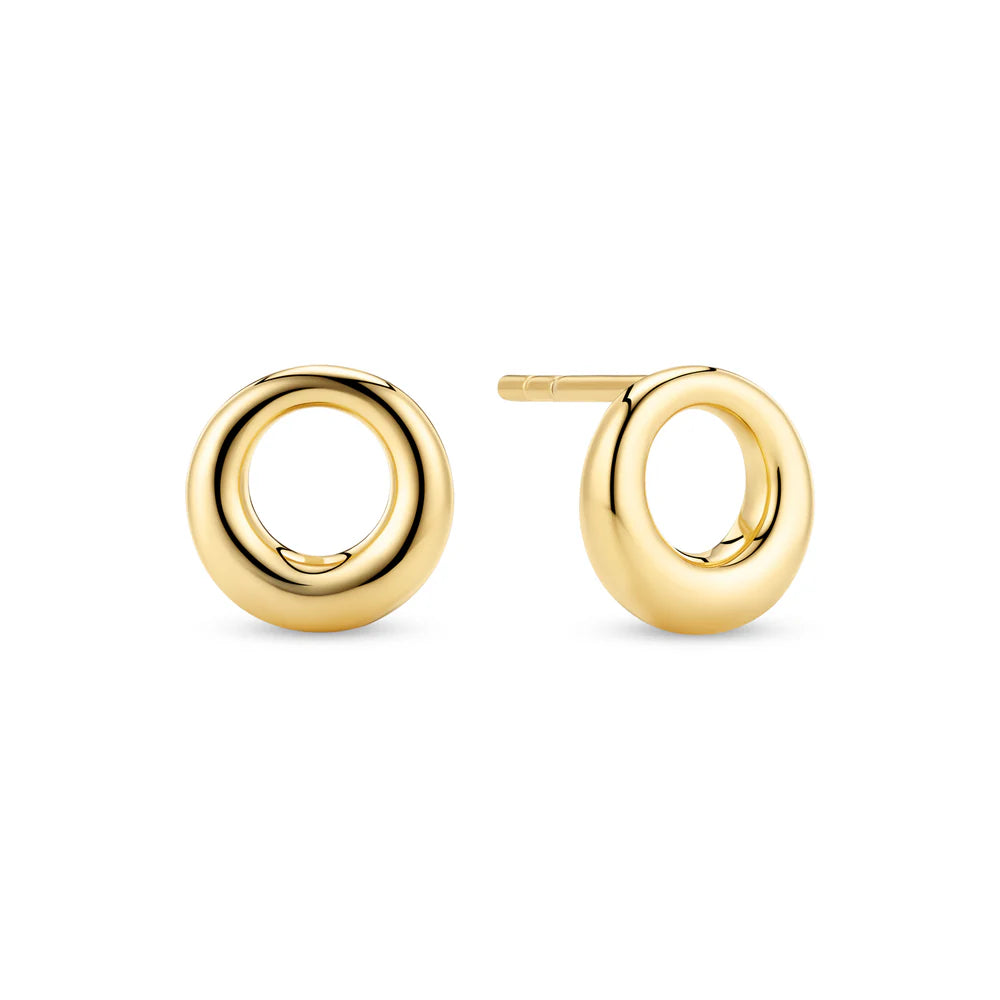 Open Circle Stud Earrings – Sterling Silver or 18k Gold Plated | Modern Minimalist Jewelry