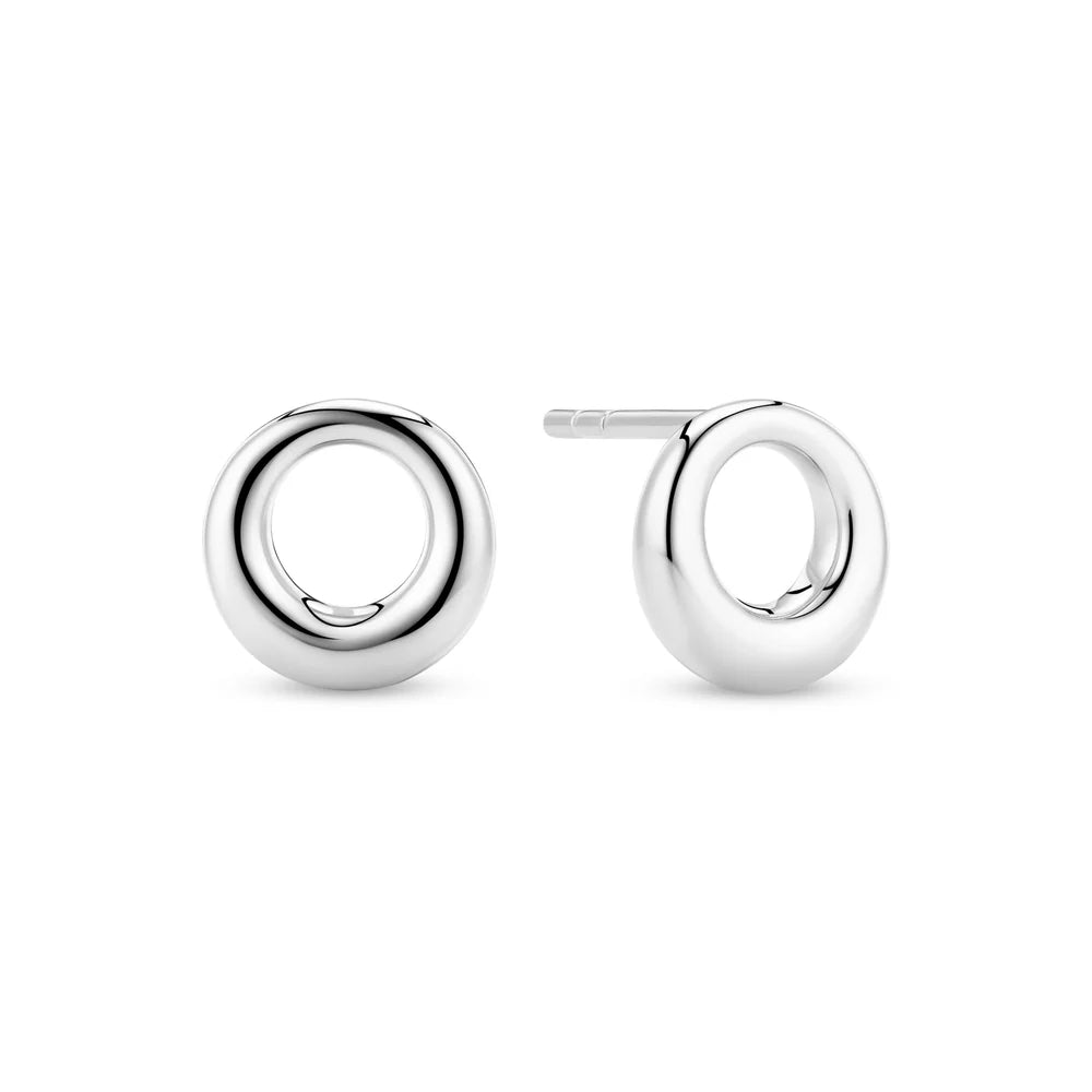 Open Circle Stud Earrings – Sterling Silver or 18k Gold Plated | Modern Minimalist Jewelry