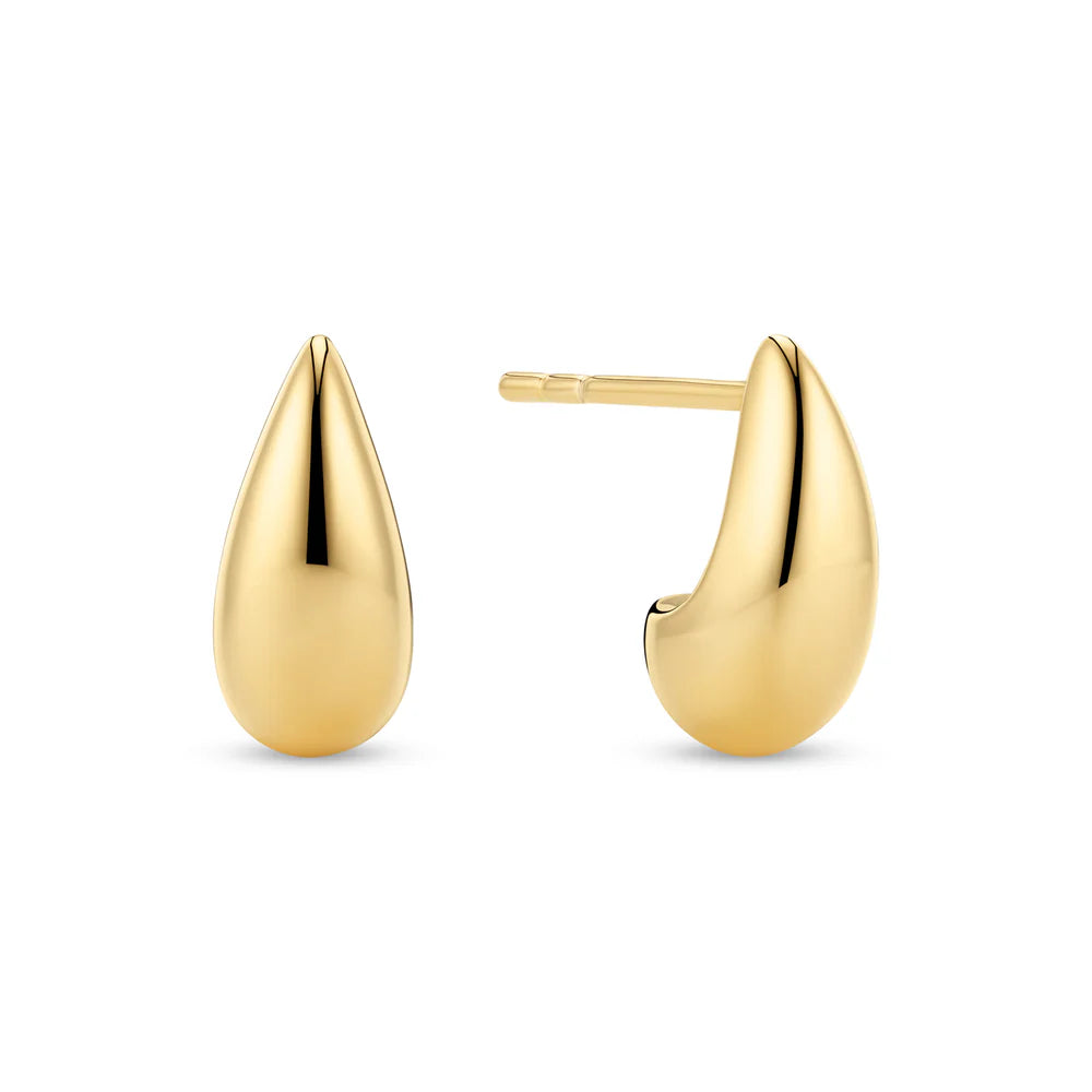 Polished Teardrop Stud Earrings – Rhodium Plated or 18k Gold Plated Sterling Silver