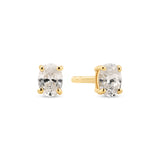Oval-Cut Zirconia Stud Earrings | Sterling Silver & Gold Plated
