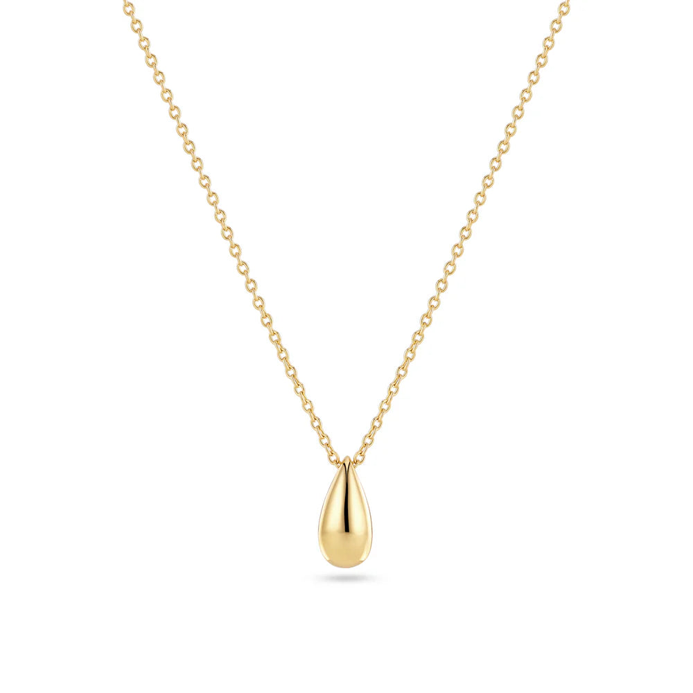 Polished Teardrop Pendant Necklace | Sterling Silver or 18k Gold Plated