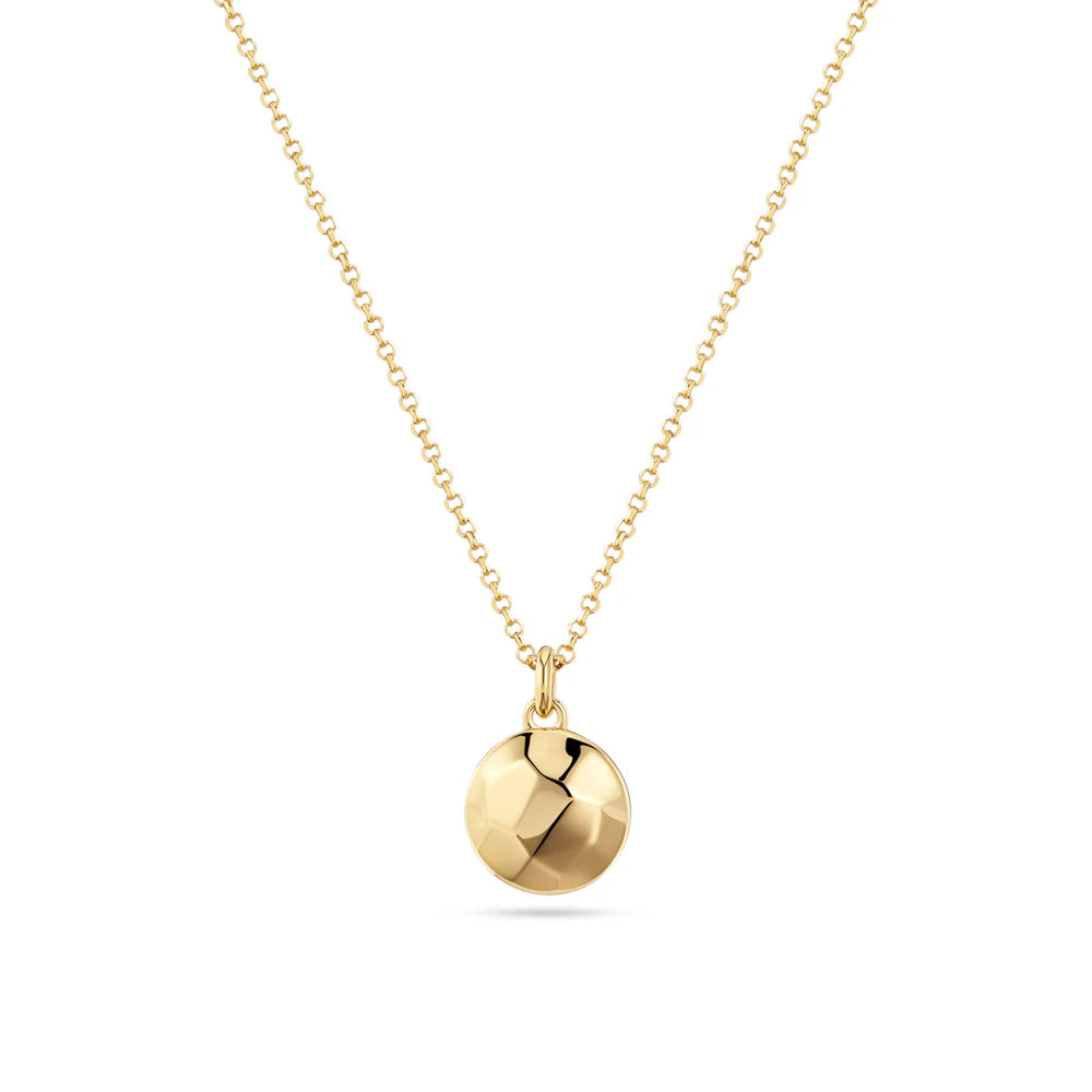 Polished Circle Pendant Necklace | Gold Plated or Sterling Silver